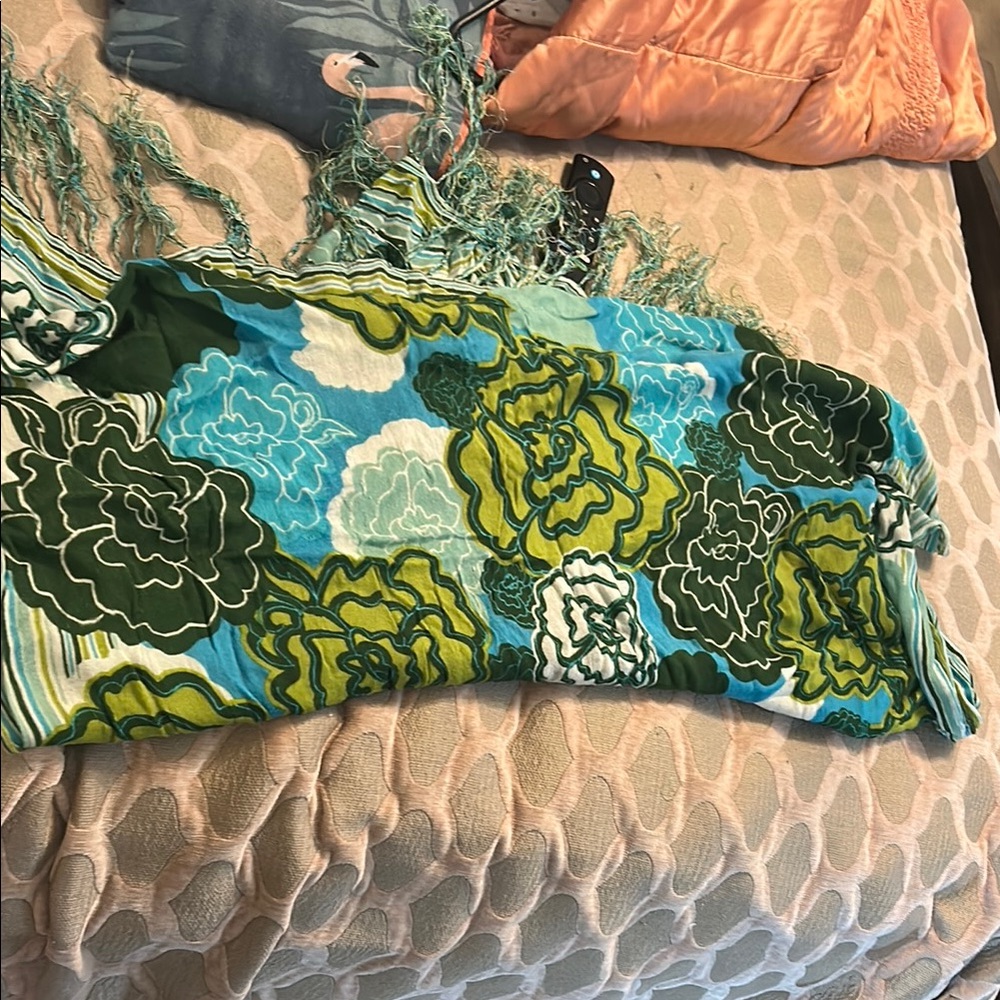 Floral Patterned Dress in Green and Blue